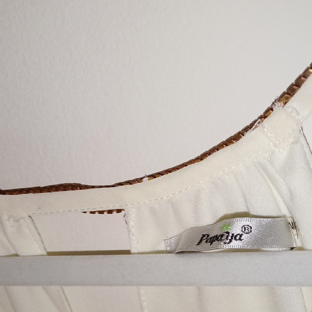 Papaya Cream Strapless Pleated Sundress - Picture 3 of 7